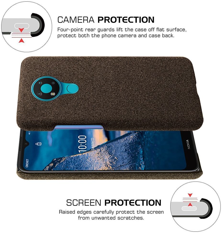 Nokia 3.4 Stof Textuur Back Cover Bruin afbeelding 5