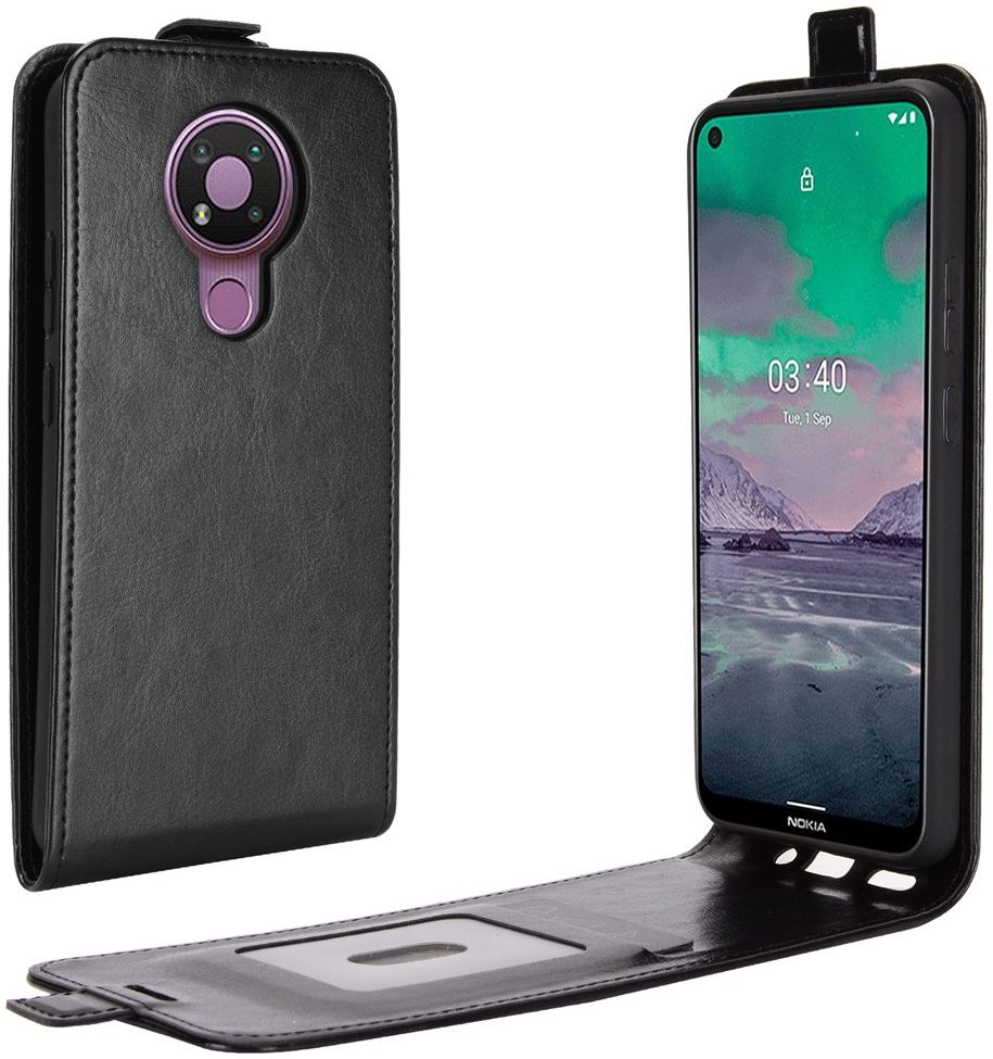 Nokia 3.4 Hoesje Verticale Flip Case Zwart afbeelding 2