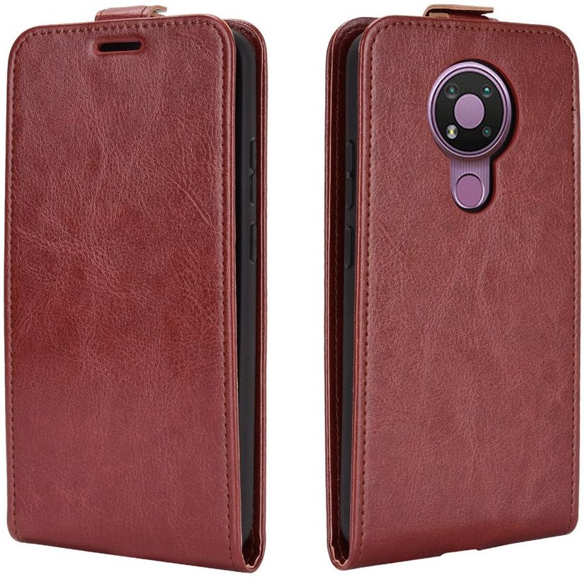 Nokia 3.4 Hoesje Verticale Flip Case Bruin afbeelding 3