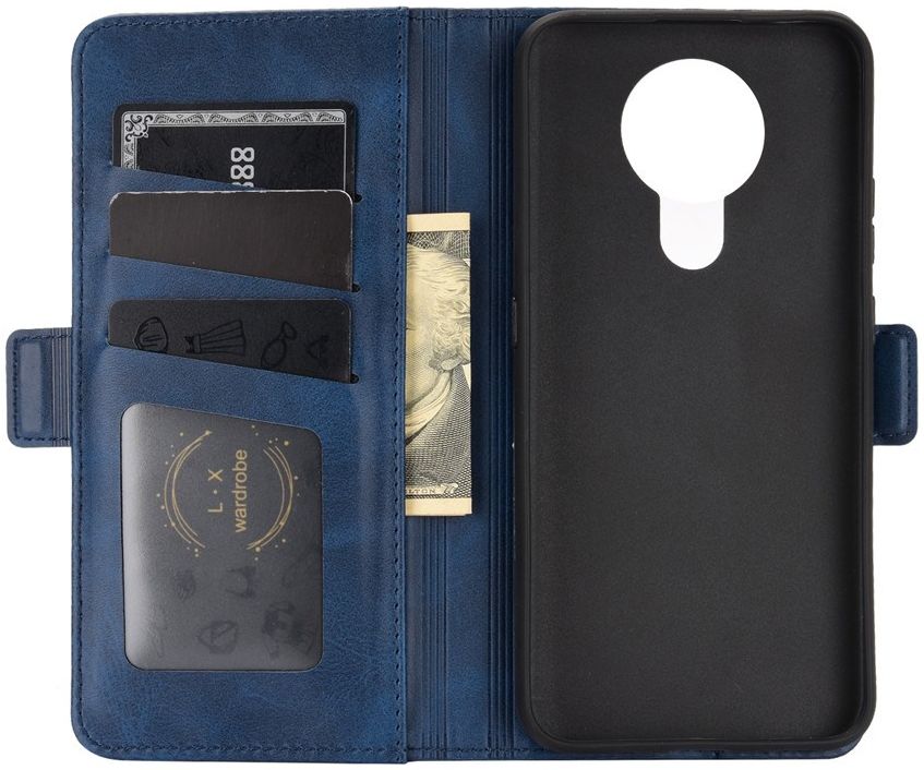 Nokia 3.4 Hoesje Portemonnee met Dubbele Magneet Sluiting Blauw afbeelding 5