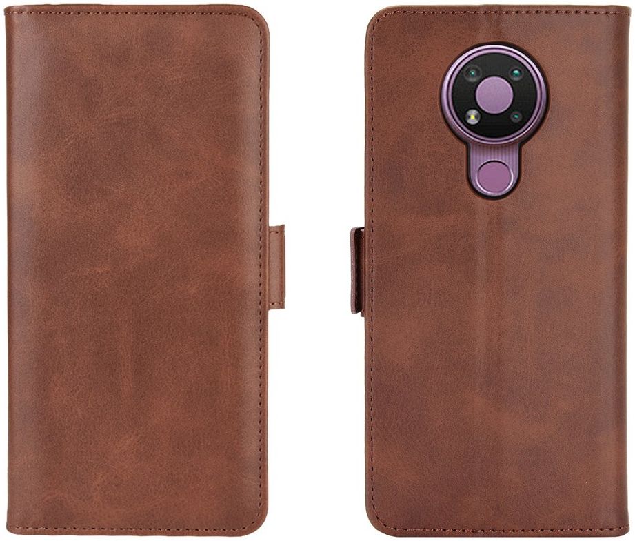 Nokia 3.4 Hoesje Portemonnee met Dubbele Magneet Sluiting Bruin afbeelding 4