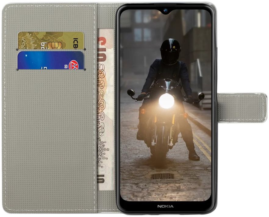 Nokia 2.4 Book Case Hoesje Wallet Met Vlinders Print afbeelding 3