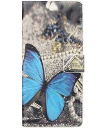 Nokia 3.4 Hoesje Portemonnee Book Case met Blauwe Vlinder Print
