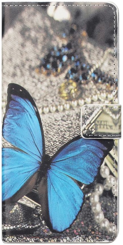 Nokia 3.4 Hoesje Portemonnee Book Case met Blauwe Vlinder Print afbeelding 1
