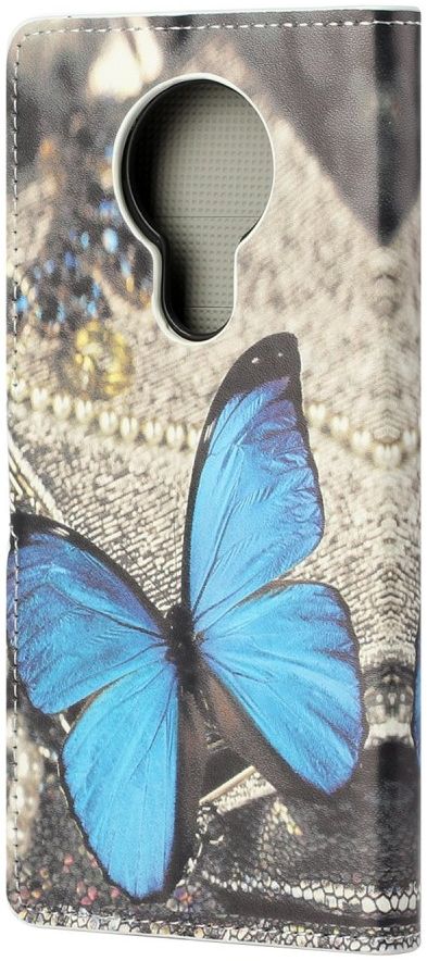 Nokia 3.4 Hoesje Portemonnee Book Case met Blauwe Vlinder Print afbeelding 4