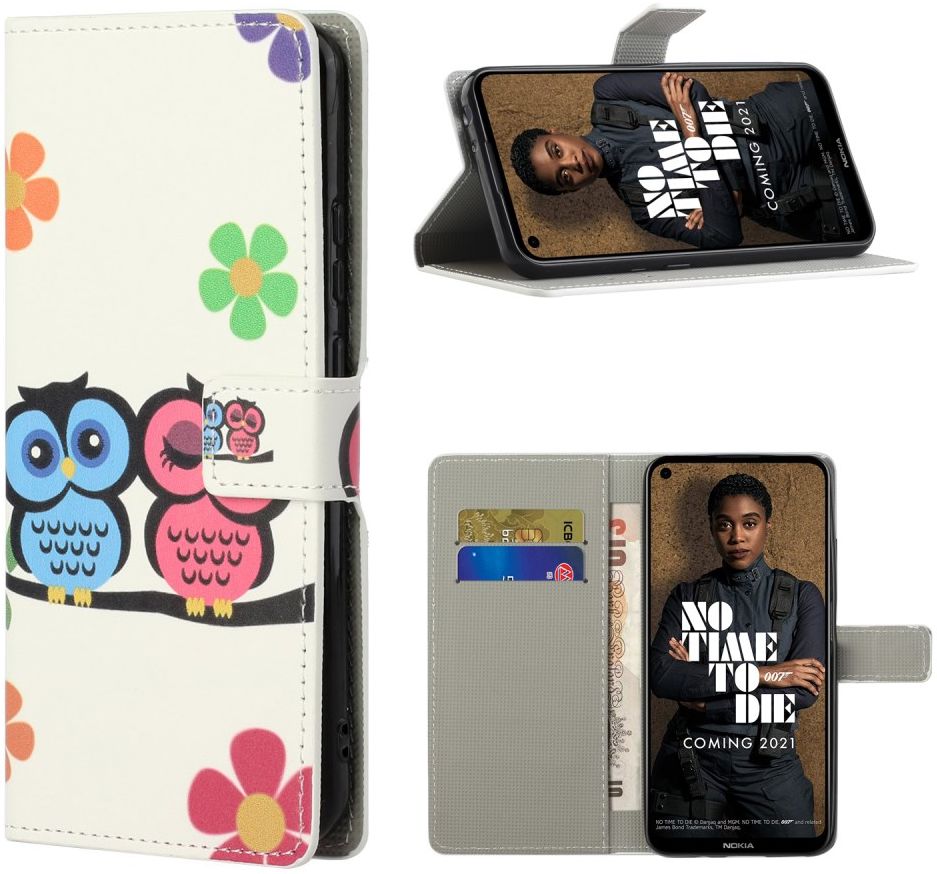 Nokia 3.4 Hoesje Portemonnee Book Case met Uilen Print afbeelding 3