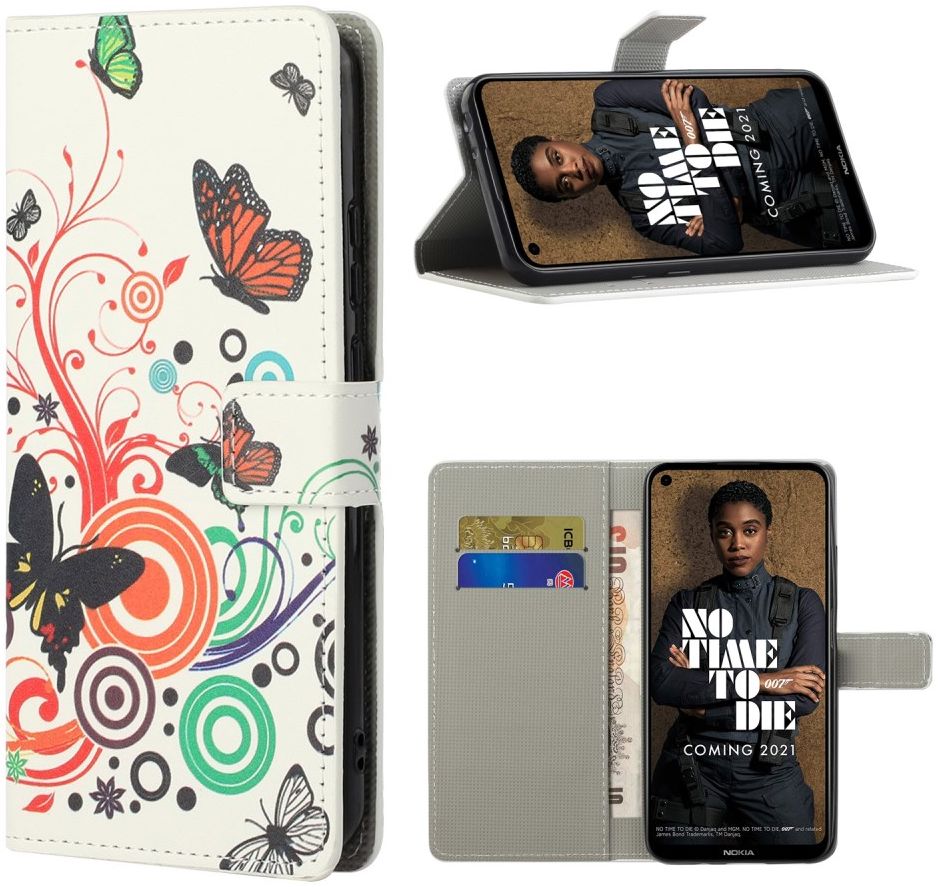 Nokia 3.4 Hoesje Portemonnee Book Case met Vlinder Print afbeelding 3