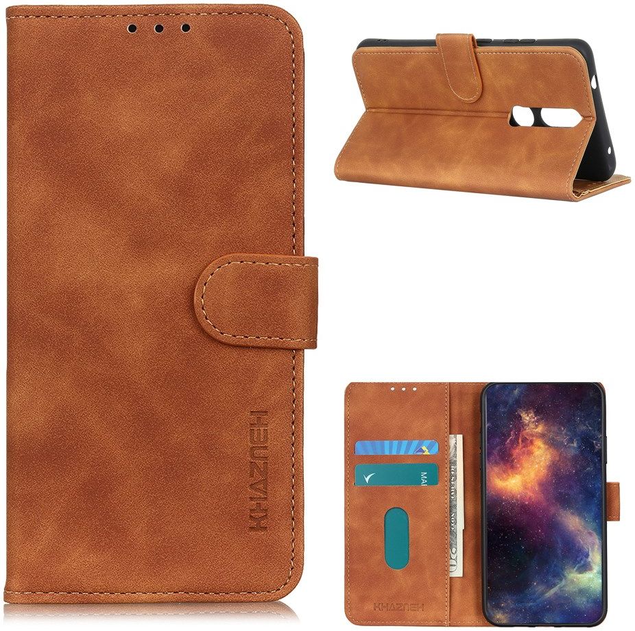 Nokia 2.4 Hoesje Retro Wallet Book Case Bruin afbeelding 4
