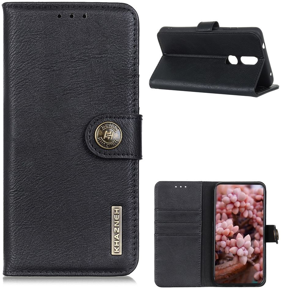 Nokia 2.4 Hoesje Portemonnee met Drukknoop Sluiting Zwart afbeelding 6
