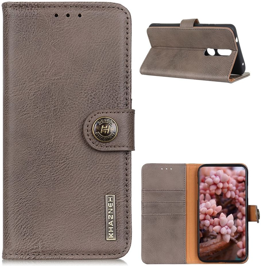 Nokia 2.4 Hoesje Portemonnee met Drukknoop Sluiting Grijs afbeelding 6