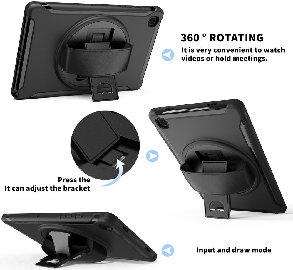 Samsung Galaxy Tab A7 (2020 / 2022) Hoes 360 Graden Kickstand Zwart afbeelding 11
