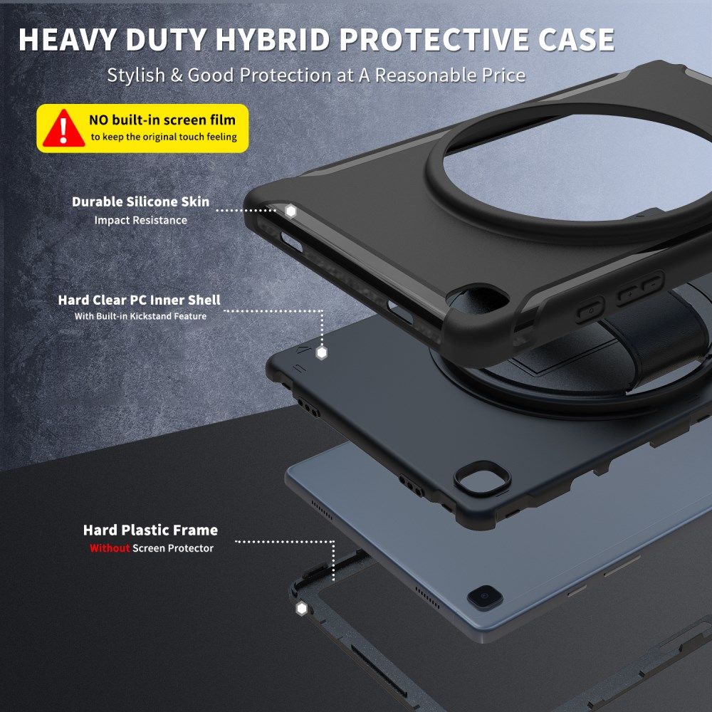 Samsung Galaxy Tab A7 (2020 / 2022) Hoes 360 Graden Kickstand Zwart afbeelding 12