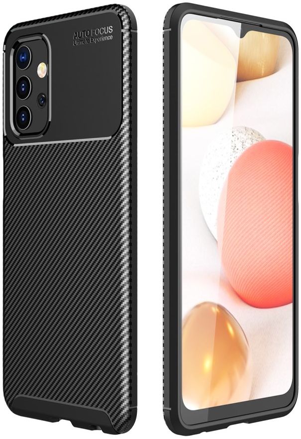 Samsung Galaxy A32 5G Hoesje Siliconen Carbon TPU Back Cover Zwart afbeelding 6