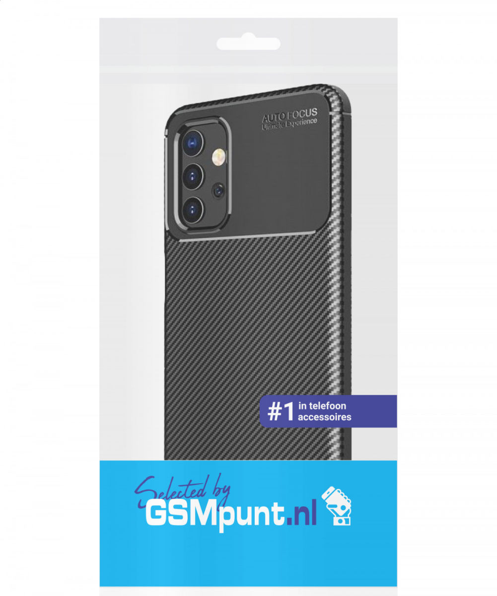 Samsung Galaxy A32 5G Hoesje Siliconen Carbon TPU Back Cover Zwart afbeelding 2