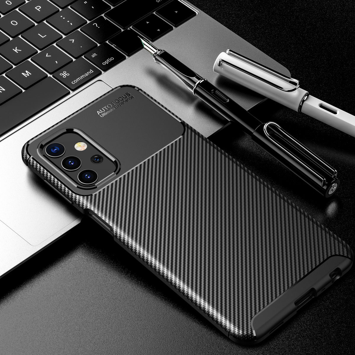 Samsung Galaxy A32 5G Hoesje Siliconen Carbon TPU Back Cover Zwart afbeelding 5