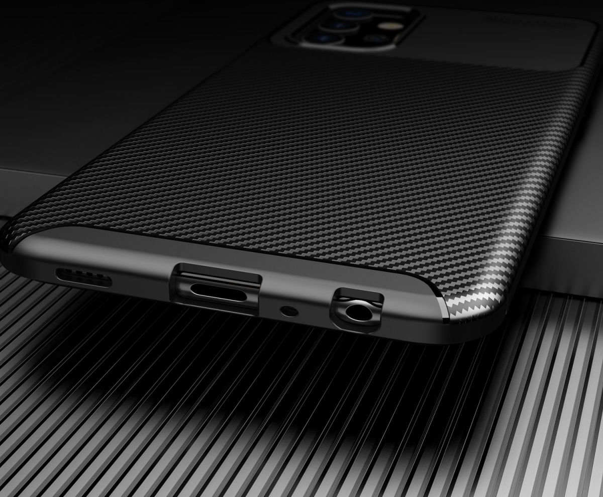 Samsung Galaxy A32 5G Hoesje Siliconen Carbon TPU Back Cover Zwart afbeelding 11