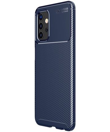 Samsung Galaxy A32 5G Hoesje Siliconen Carbon TPU Back Cover Blauw Hoesjes