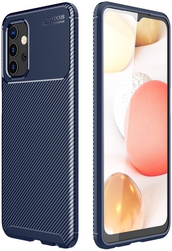 Samsung Galaxy A32 5G Hoesje Siliconen Carbon TPU Back Cover Blauw afbeelding 6