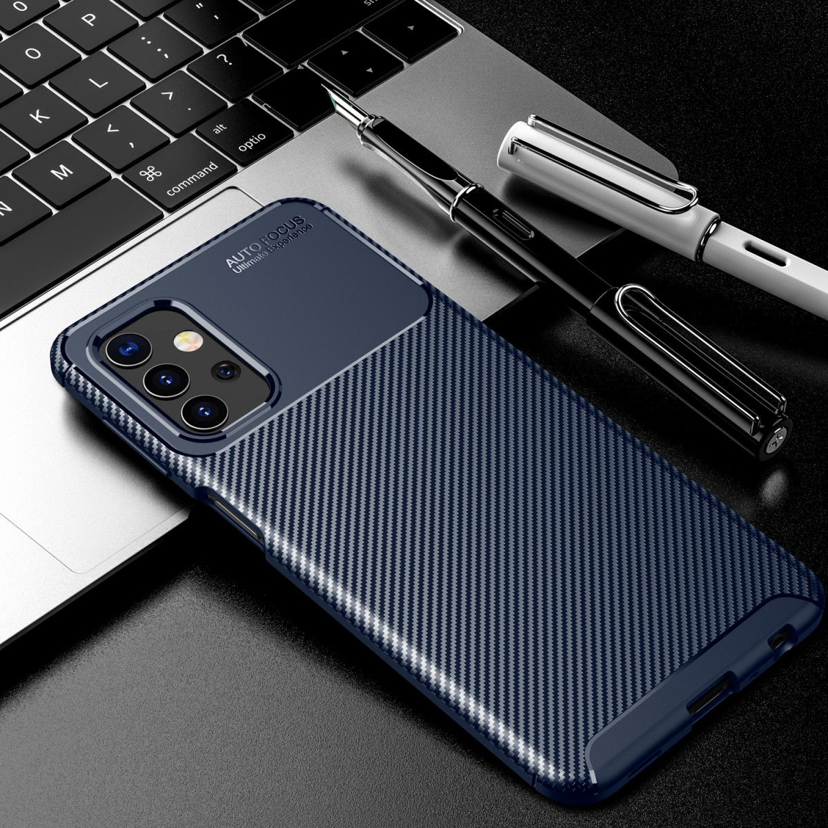 Samsung Galaxy A32 5G Hoesje Siliconen Carbon TPU Back Cover Blauw afbeelding 5