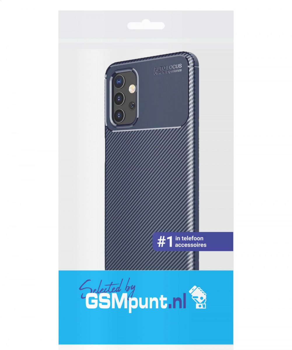 Samsung Galaxy A32 5G Hoesje Siliconen Carbon TPU Back Cover Blauw afbeelding 2