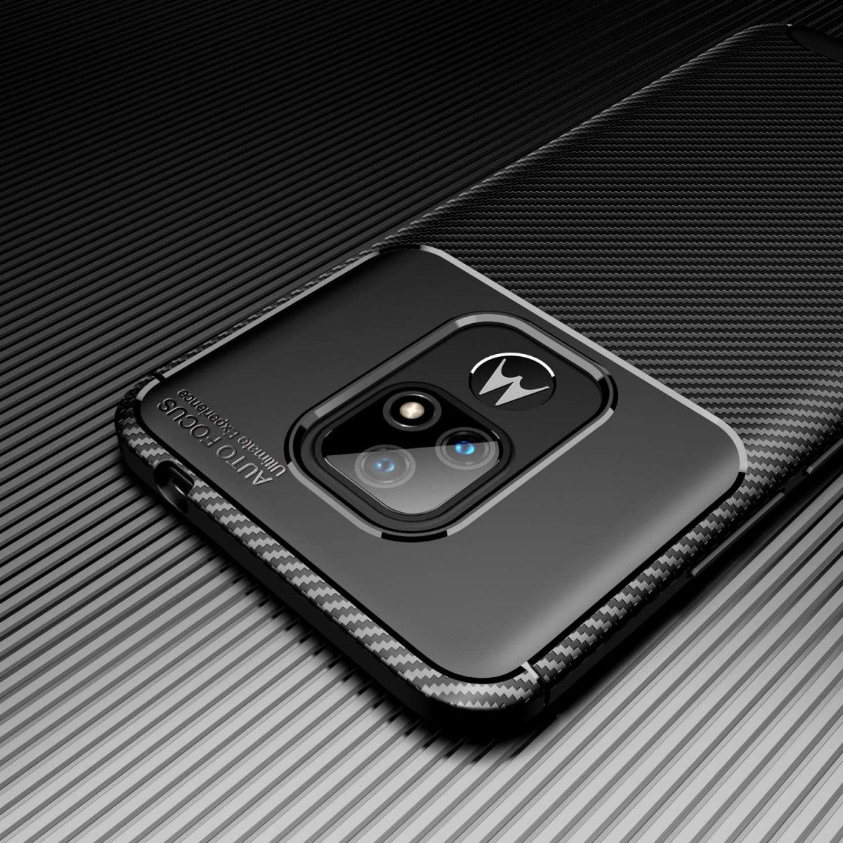Motorola Moto E7 Siliconen Carbon Hoesje Blauw afbeelding 7