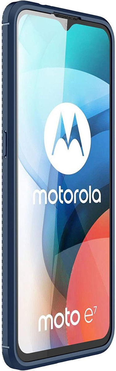 Motorola Moto E7 Siliconen Carbon Hoesje Blauw afbeelding 4
