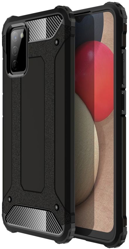 Samsung Galaxy A02S Hoesje Shock Proof Hybride Back Cover Zwart afbeelding 1