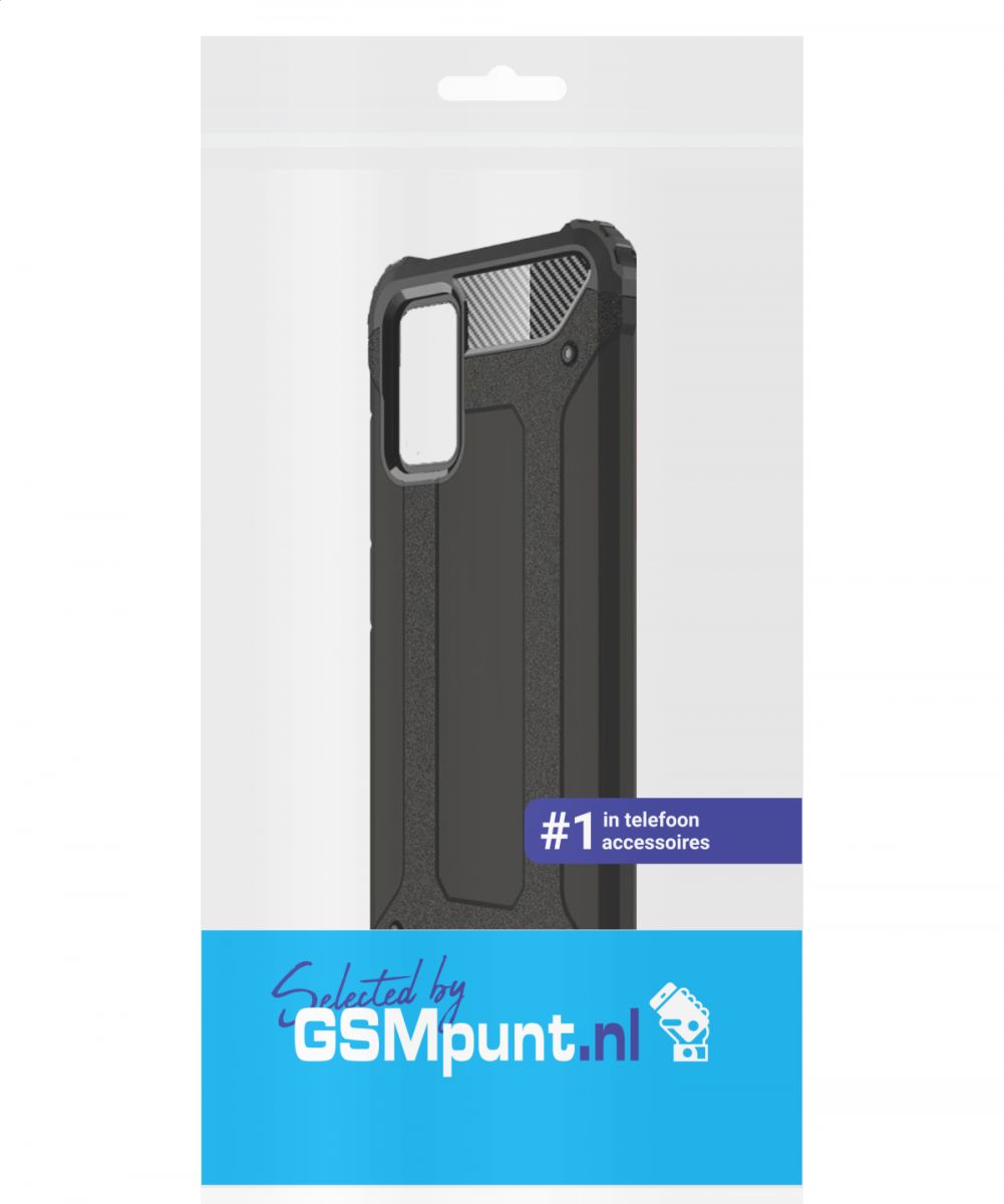 Samsung Galaxy A02S Hoesje Shock Proof Hybride Back Cover Zwart afbeelding 2