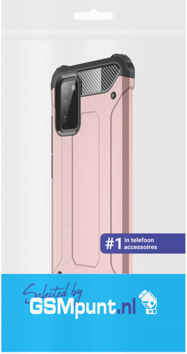 Samsung Galaxy A02S Hoesje Shock Proof Hybride Back Cover Roze Goud afbeelding 2
