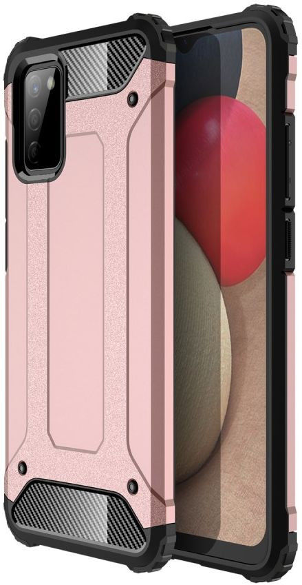 Samsung Galaxy A02S Hoesje Shock Proof Hybride Back Cover Roze Goud afbeelding 1
