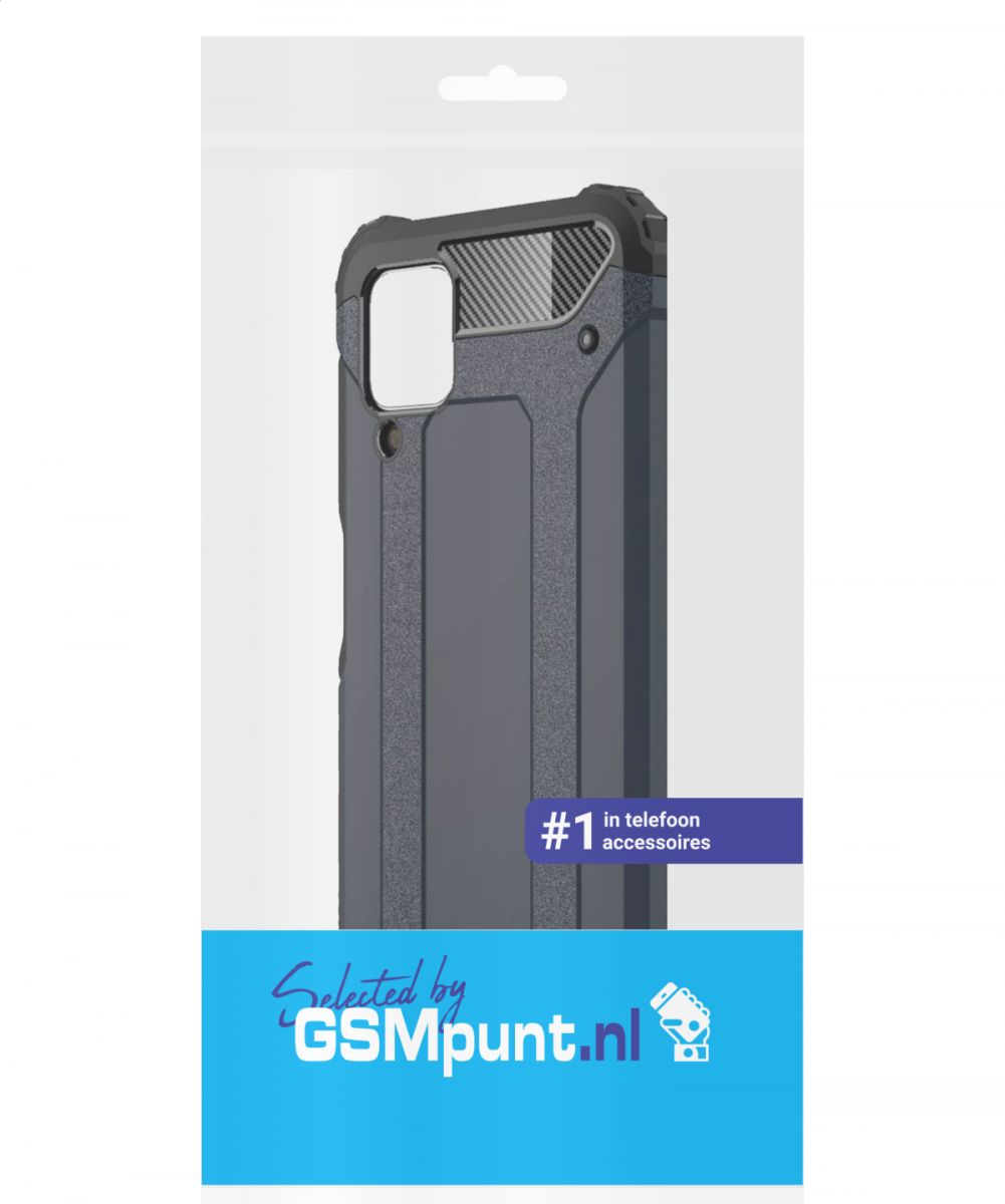 Samsung Galaxy A12 Hoesje Hybride Shock Proof Back Cover Donker Blauw afbeelding 2
