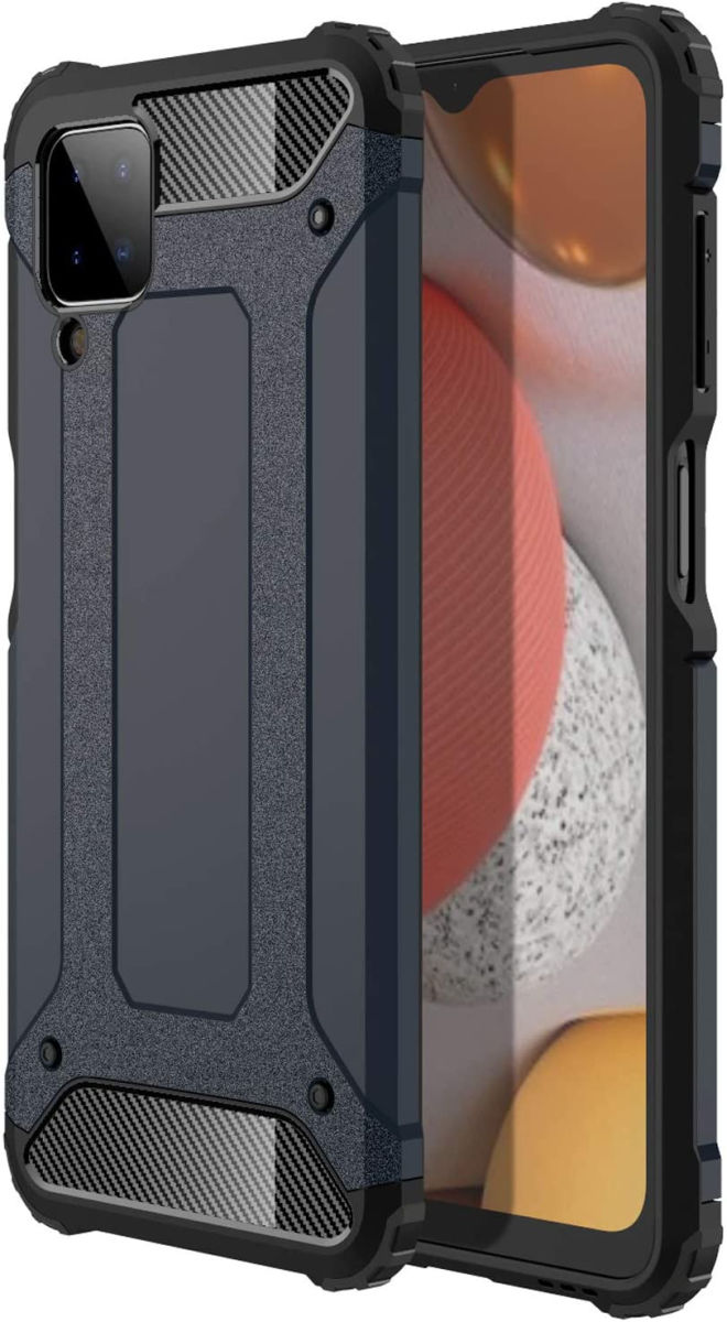 Samsung Galaxy A12 Hoesje Hybride Shock Proof Back Cover Donker Blauw afbeelding 1