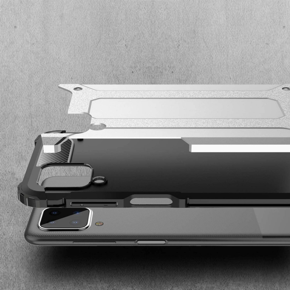 Samsung Galaxy A12 Hoesje Hybride Shock Proof Back Cover Donker Blauw afbeelding 5