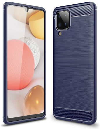 Samsung Galaxy A12 Hoesje Geborsteld TPU Flexibele Back Cover Blauw afbeelding 1