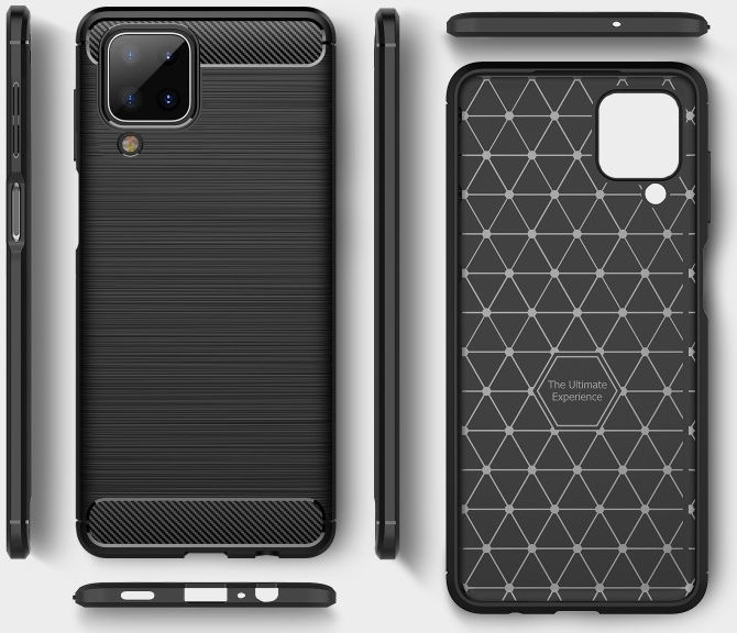 Samsung Galaxy A12 Hoesje Geborsteld TPU Flexibele Back Cover Blauw afbeelding 3