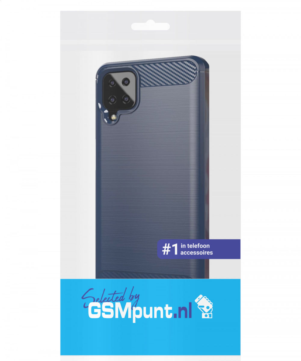 Samsung Galaxy A12 Hoesje Geborsteld TPU Flexibele Back Cover Blauw afbeelding 2