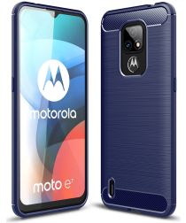 Motorola Moto E7 Hoesje Geborsteld TPU Flexibele Back Cover Blauw