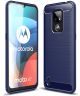 Motorola Moto E7 Hoesje Geborsteld TPU Flexibele Back Cover Blauw