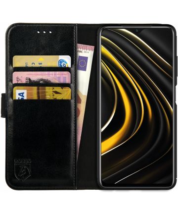 Rosso Element Xiaomi Poco M3 Hoesje Book Cover Wallet Case Zwart Hoesjes