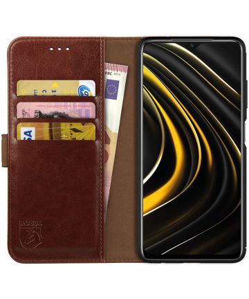 Rosso Element Xiaomi Poco M3 Hoesje Book Cover Wallet Case Bruin Hoesjes