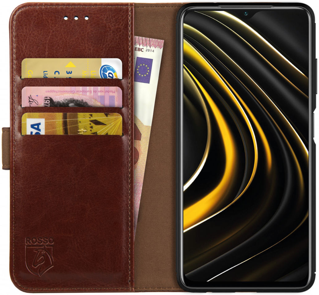 Rosso Element Xiaomi Poco M3 Hoesje Book Cover Wallet Case Bruin afbeelding 1