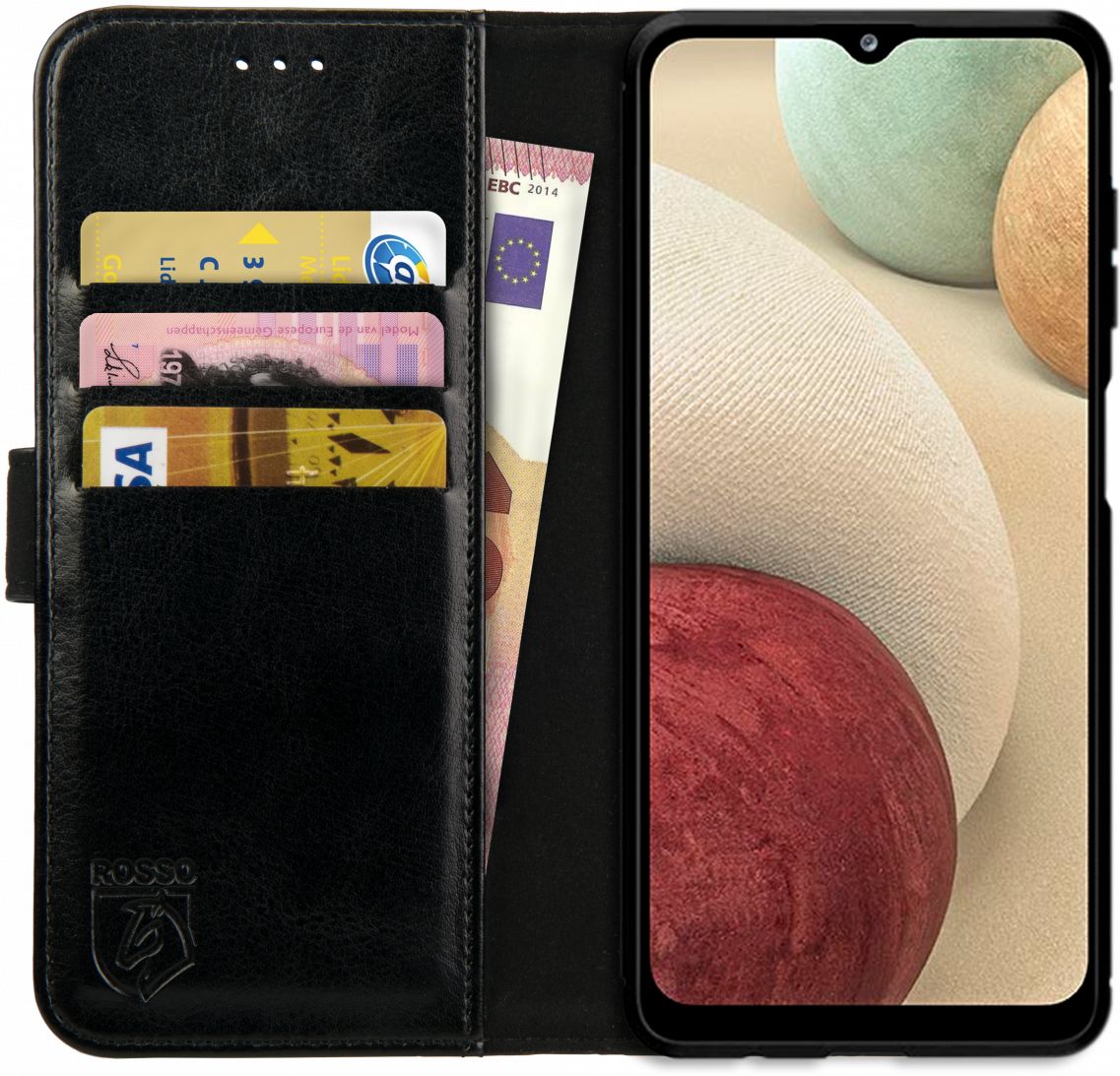 Rosso Element Samsung Galaxy A12 Hoesje Book Cover Zwart afbeelding 1