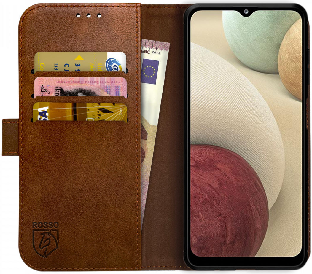 Rosso Element Samsung Galaxy A12 Hoesje Book Cover Bruin afbeelding 1