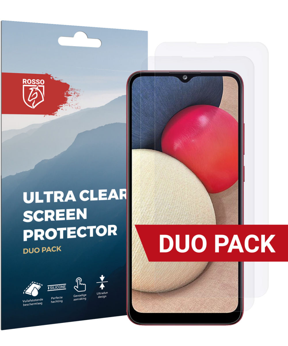 Rosso Samsung Galaxy A02S Ultra Clear Screen Protector Duo Pack afbeelding 1