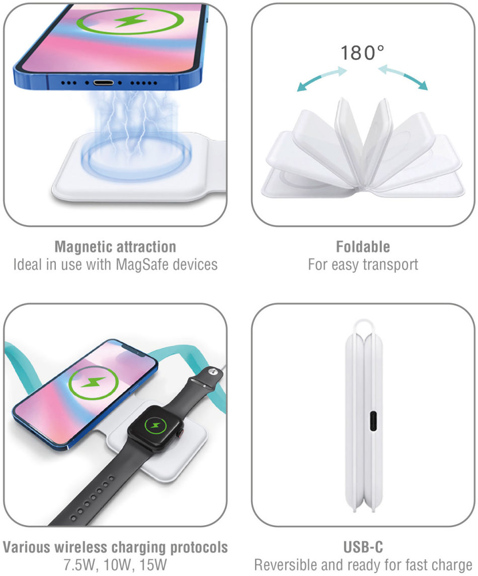 4smarts Dubbele Apple MagSafe 15W Draadloze Oplader met USB-C Kabel afbeelding 9