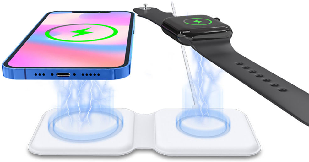4smarts Dubbele Apple MagSafe 15W Draadloze Oplader met USB-C Kabel afbeelding 2
