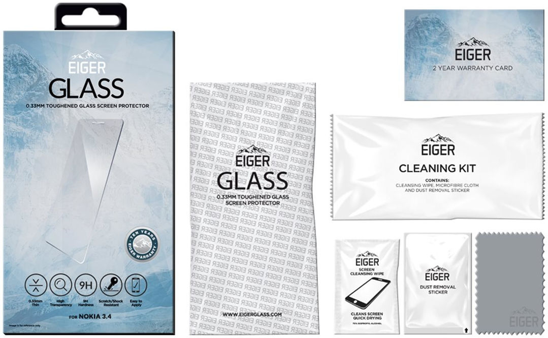 Eiger Nokia 3.4 Tempered Glass Case Friendly Screen Protector Plat afbeelding 2