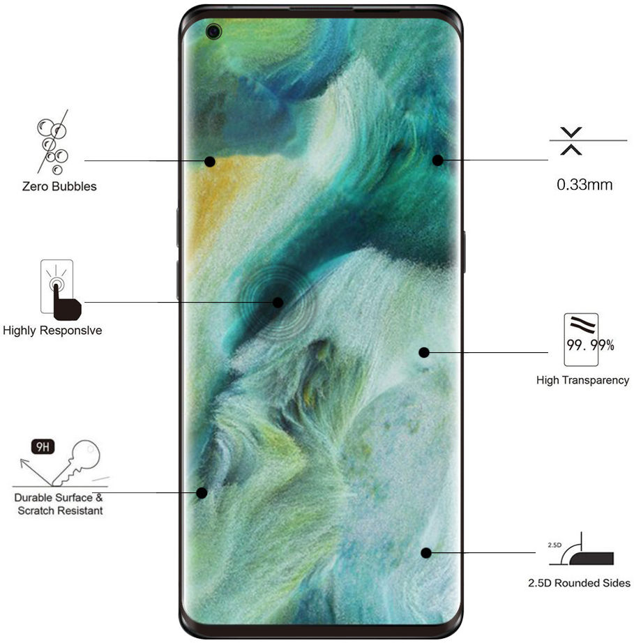 Eiger Oppo Find X2 / Find X2 Pro Tempered Glass Case Friendly Gebogen afbeelding 2