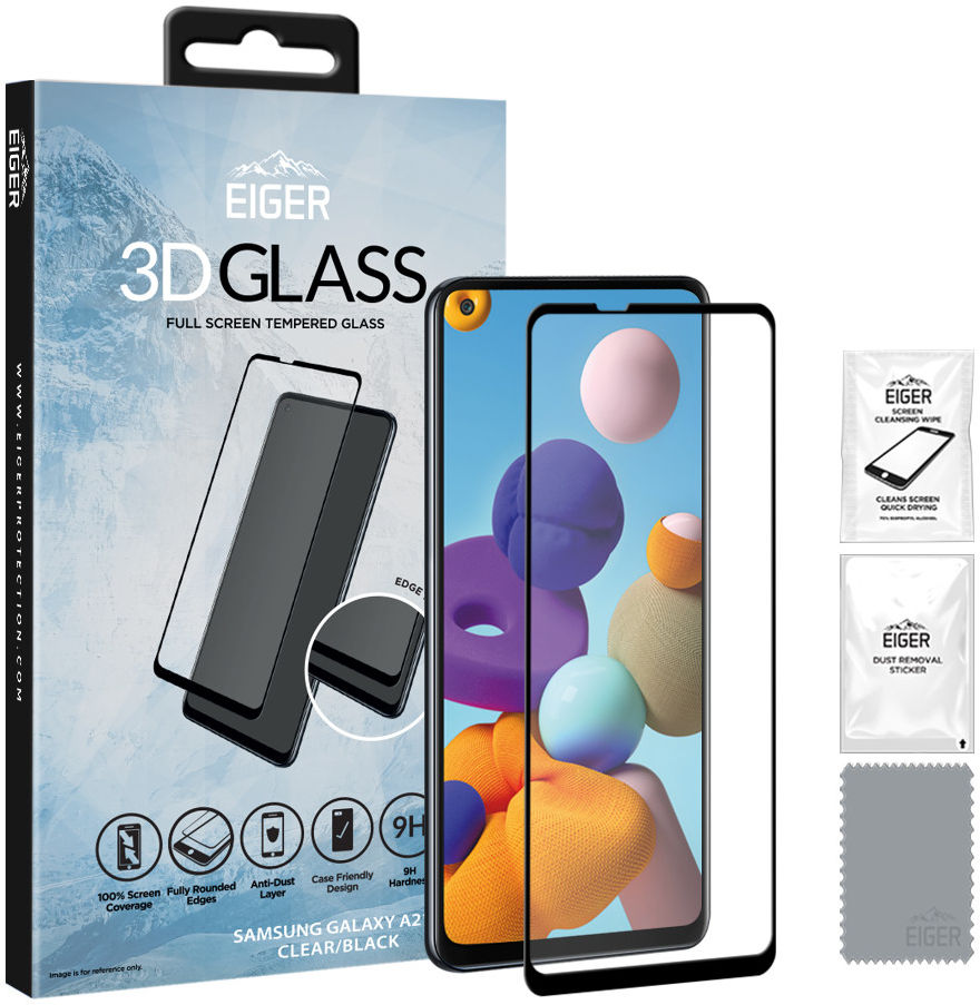 Eiger Samsung Galaxy A21s Tempered Glass Case Friendly Gebogen afbeelding 1