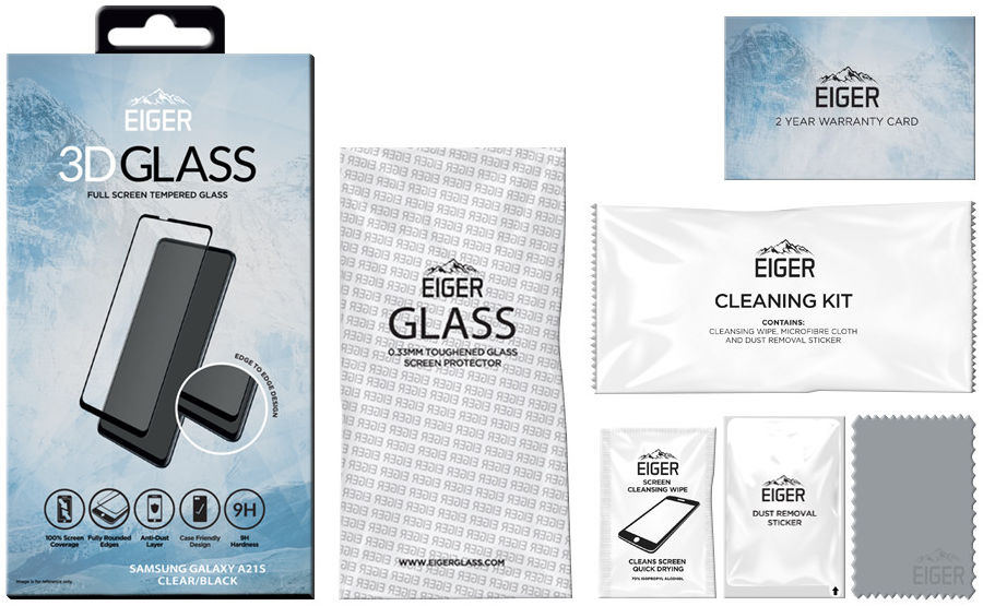Eiger Samsung Galaxy A21s Tempered Glass Case Friendly Gebogen afbeelding 2